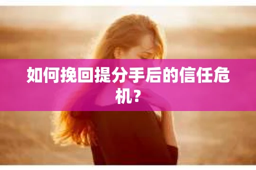如何挽回提分手后的信任危机？